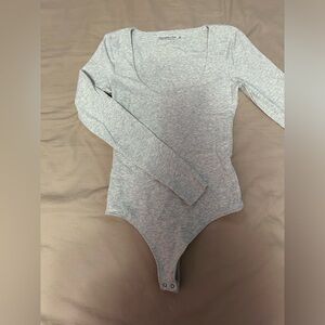Abercrombie long-sleeve cotton blend scoop neck bodysuit